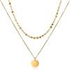 GD GOOD.designs Catena a più file per donne con piastrine - Collana impermeabile a doppia fila di monete in oro, argento o oro rosa I Catena a piastrine a strati in acciaio inossidabile (Oro)