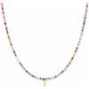 GD GOOD.designs Collana di perline colorate donna | Collana impermeabile con lettera I | Ciondolo con iniziale in acciaio inox placcato oro 18K | Regolabile e delicata sulla pelle (40-45 cm)