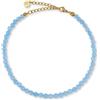GD GOOD.designs EST. 2015 Cavigliere da donna con perle di acquamarina 4mm - Impermeabile - Cavigliera in pietra naturale blu con chiusura regolabile in oro 18K