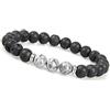 GD GOOD.designs ® Bracciale in perle di onice e lava con perla marmorizzata (estensibile) chakra in pietra lavica aveva perle naturali | unisex (grigio)