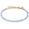 GD GOOD.designs Bracciale con perle da donna con perle in pietra naturale vera da 4 mm | Pietra preziosa regolabile con placcatura in oro 18K (15-19 cm) | Bracciale in acquamarina resistente all'acqua,
