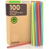 Baciato Caffè 100 Cannucce Colorate Rigide 100% Ecologiche e Riutilizzabili per Cocktail- Cannucce Lunghe 21 cm x 6,8 mm - Biodegradabili Compostabili - Made in Italy - per Bevande Eventi Feste