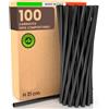 Baciato Caffè 100 Cannucce 21 cm x 6,8 mm Colore Nero - Rigide e Riutilizzabili 100% Ecologiche e Compostabili - Made in Italy - Ideali per Bevande Cocktail Drink Eventi e Feste