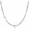 GD GOOD.designs Collana di perline colorate donna | Collana impermeabile con lettera V | Ciondolo con iniziale in acciaio inox placcato oro 18K | Regolabile e delicata sulla pelle (40-45 cm)