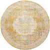RugVista Nadia, Tappeto, Vintage, Ø 200 cm, Rotonda, Pelo medio, Soggiorno, Sala da pranzo, Camera letto, Cucina, Lavabile solo a secco, oeko_tex_100, Giallo