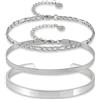 GD GOOD.designs Set di 3 bracciali da donna in argento - Bracciali regolabili argentati - Set di bracciali argentati in acciaio inossidabile 316L - Bracciale a serpente, bracciale a maglie, bracciale rigido
