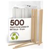 Baciato Caffè 500 Palette Lunghe da Caffè e Cappuccino Monouso in Legno di Betulla da 11cm, Imbustate Singolarmente, Biodegradabili e Compostabili, Resistenti al Calore per Mescolare Caffè e Bevande