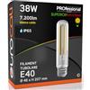 Eurocali Lampada LED E40 38W Tubolare 7200 lumen Filamento Bianco Caldo 3000K - Sostituzione Alogenuri Metallici - Alta Efficienza 189 lm/W - Impermeabile IP65 - diffusore in vetro trasparente