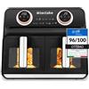 tectake® Friggitrice ad Aria Doppia XXL 4 in 1, Air Fryer con 2 Camere di Cottura, 7 Programmi Preimpostati, Maniglie Resistenti al Calore, Ampia Finestra di Visualizzazione - 2400 W