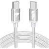Aioneus Cavo USB C USB C,100W 5A Cavetto Caricatore Ricarica Rapida Usbc 2M Filo Caricabatterie Carica Nylon Cavo Type C to Type C per iPhone 15 16 Pro Max/Plus iPad Pro/Air MacBook Galaxy S23 S22 S24