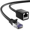 deleyCON 1m Prolunga Patch CAT7 per Ethernet LAN Cavo Rete - CAT 7 Cavo Grezzo con Connettore RJ45 a Presa RJ45 S/FTP Rame PiMF 600 MHz - Nero
