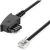deleyCON 2m Cavi Telefonici TAE-F Maschio a RJ11 Maschio 6P4C Cavo Piatto Terminali Analogici a Presa Telefonica TAE-F Telefono Modem Router Segreteria Telefonica Nero
