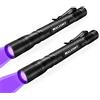 MXLEGNT Torcia elettrica a penna UV 2 pezzi ultravioletti Torcia tascabile zoomable - Luce nera 395nm Rilevatore di macchie di urina per animali domestici alimentate a batteria AAA (luce nera)