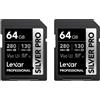 Lexar SILVER PRO Scheda SD 2x64GB, Scheda di memoria SD UHSII, V60, U3, C10, ...