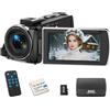 FIREFOTO Videocamera 4K 64MP Camcorder 18X Zoom Digitale Schermo da 3" Ruotab...