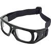 AMONIDA Occhiali Sportivi, Occhiali Protettivi da Basket, Resistenti Agli Urti per Bambini, Design del Telaio Curvo, Materiale PC, Adatti per la Corsa e il Ciclismo (BLACK)