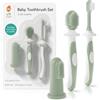 Cherish Baby Care Spazzolino Neonato (3-24 Mesi) - Silicone (Verde Salvia) | Set include 1x spazzolino neonato da dito & 1x in silicone. Spazzolino bambini 1 anno e 12 mesi in silicone senza BPA.