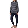 Schiesser Pigiama con Leggings, Morbido, in Spugna Set, Dunkelblau Gestreift, 44 Donna