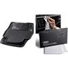Audi 82B061501041 Premium - Tappetini in Gomma per Tutte Le Stagioni, 2 Pezzi, Colore: Nero & 80A096325 - Panno per la pulizia dello schermo touch, 30 x 30 cm, colore argento