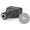 Nedis Connettore di sicurezza CCTV, collega il connettore da 3,5 mm (femmina) con morsettiera per supportare l'audio su un tipico cavo a 3 fili, 36 x 13 x 14 mm
