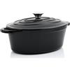 BBQ-Toro Cocotte in ghisa BBQ-Toro, 4,3 litri, nera, ovale, teglia in ghisa smaltata con coperchio