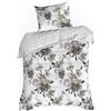 Eurofirany Lenzuola di raso 140x200 Primavera 39 bianco grigio fiori NEW24