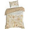 EUROFIRANY | Set copripiumino - Biancheria da letto - 140 x 200 cm - bianco arancione - Set letto - 100% cotone - Foglie
