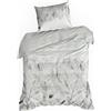 EUROFIRANY | Set copripiumino - Set letto - 140 x 200 cm - bianco grigio - Biancheria da letto - 100% cotone - Foglie