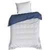 EUROFIRANY | Biancheria da letto - Set da letto - 140x200 - Raso di cotone - bianco e blu - Copripiumino - Motivo a righe