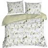 EUROFIRANY | Set copripiumino - Set da letto - Federe - 220 x 200 cm - bianco - verde - Biancheria da letto - 100% cotone - Motivo a foglie