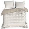 EUROFIRANY | Set copripiumino - Biancheria da letto - 160 x 200 - Raso di cotone - Bianco e beige - Set da letto - Motivo a righe