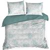 EUROFIRANY | Set da letto - Biancheria da letto - 220 x 200 cm - 100% cotone - bianco e verde - Set copripiumino - a fiori