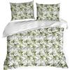 EUROFIRANY | Set copripiumino - Set da letto - Biancheria da letto - 160 x 200 cm - bianco - verde - Fodera per cuscino - Motivo a foglie - In cotone