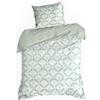 EUROFIRANY | Set copripiumino - Biancheria da letto - 140 x 200 cm - bianco - verde - Fodera per cuscino - 100% cotone - Camera da letto