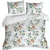 EUROFIRANY | Set copripiumino - Biancheria da letto - 220x200 cm - bianco - verde - in cotone - Fodera per cuscino - a fiori