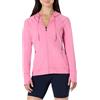 Amazon Essentials Giacca Sportiva Morbida e Leggera con Cappuccio e Zip Lunga, in Tessuto Tecnico, da Allenamento Donna, Rosa Tintura Policromatica, XS