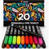 Zenacolor 20 Pennarelli per Tessuti e Stoffa - Colori per Tessuti Atossici, Indelebili e Permanenti a Punta Fine - Ideali per Magliette, Borse in Stoffa e altri Tessuti - Per Bambini e Adulti
