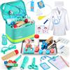 Perbabe Valigetta Dottore Bambini con Vero Stetoscopio e Camice - 32 Pezzi Gioco di Ruolo Educativo per Bambini 3 4 5 6 7 8 9 10 Anni Regalo Perfetto