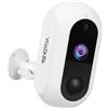 ISNATCH Telecamera di Sicurezza WiFi a Batteria, Sensore PIR, Audio Bidirezionale, Visione Notturna IR, Compatibile con Pannello Solare