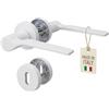 Gedotec ONDA - Set di maniglie per porte interne in metallo, rosetta BB colorata, bianco opaco, maniglia per porta della stanza, rosetta rotonda per porte di spessore da 35 a 47 mm