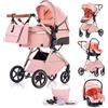 Gcarebb Passeggino 3 in 1, Passeggini Combinato Con Seggiolino Auto, Carrozzine Maniglia Regolabile in Altezza Paesaggio Alto Telaio in Alluminio Adatto Per Neonato