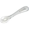 BÉABA - Cucchiaio in Silicone per Neonati e Bambini, Set da 4, Cucchiaino Bebé per lo Svezzamento, 2a Infanzia, Flessibile, Punta Arrotondata, Manico Ergonomico, Grigio