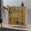 Dmora - Credenza Canopo, Buffet da Soggiorno, Madia da Salotto, Dispensa da Cucina, 95x36 h111 cm, Quercia e Multicolore