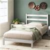 Zinus Robin Struttura Letto Singolo 80x190 cm con Testiera in Bambù - Altezza 20 cm - Rete Singola con Doghe in Legno - Per Adulti, Bambini e Teenager - Facile da Montare - Bianco