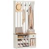 YITAHOME Appendiabiti, Appendiabiti da Terra con Scarpiera, Mobile Ingresso con 9 Ganci e Panca Contenitore, Mobili da Ingresso per Corridoio, 2 Cassetto in tessuto, 80x35x180 cm, Legno Bianco