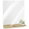 FMD Möbel Belm 7 - Specchio da armadio con ripiano in legno, colore: bianco lucido e rovere artsano rettangolare