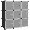 SONGMICS Armadio a 9 Cubi, Portaoggetti Organizzatore, Armadietto Mobiletto con Ante, per Abiti Scarpe Libri, Facile da Assemblare, Nero LPC116HS
