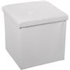 DRW Pouf incollabile con contenitore in ecopelle bianca 45 x 45 x 45 cm