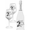 BRANDGIFT.IT Bottiglia Personalizzata 25 ° Anniversario Matrimonio Santero 958 Spumante Extra Dry + Due Calici Personalizzati Abbinati e Pack In Cartone