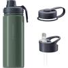 Wessper Borraccia termica in acciaio inossidabile, 500 ml, adatta a bevande calde e fredde, con tre tappi intercambiabili - Olive